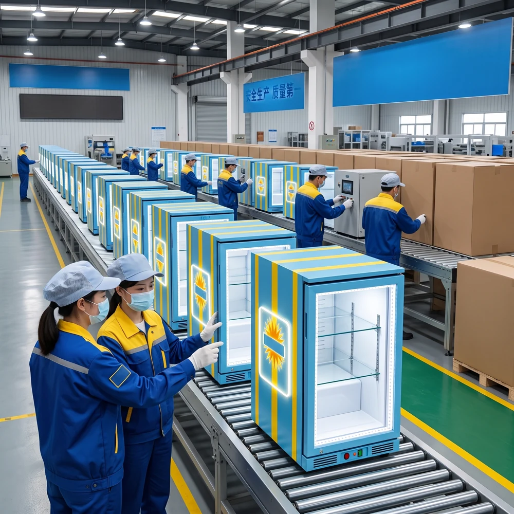 Refrigeration units on a factory production line