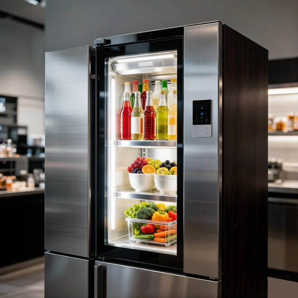 LED lighting in a glass-door display refrigerator
